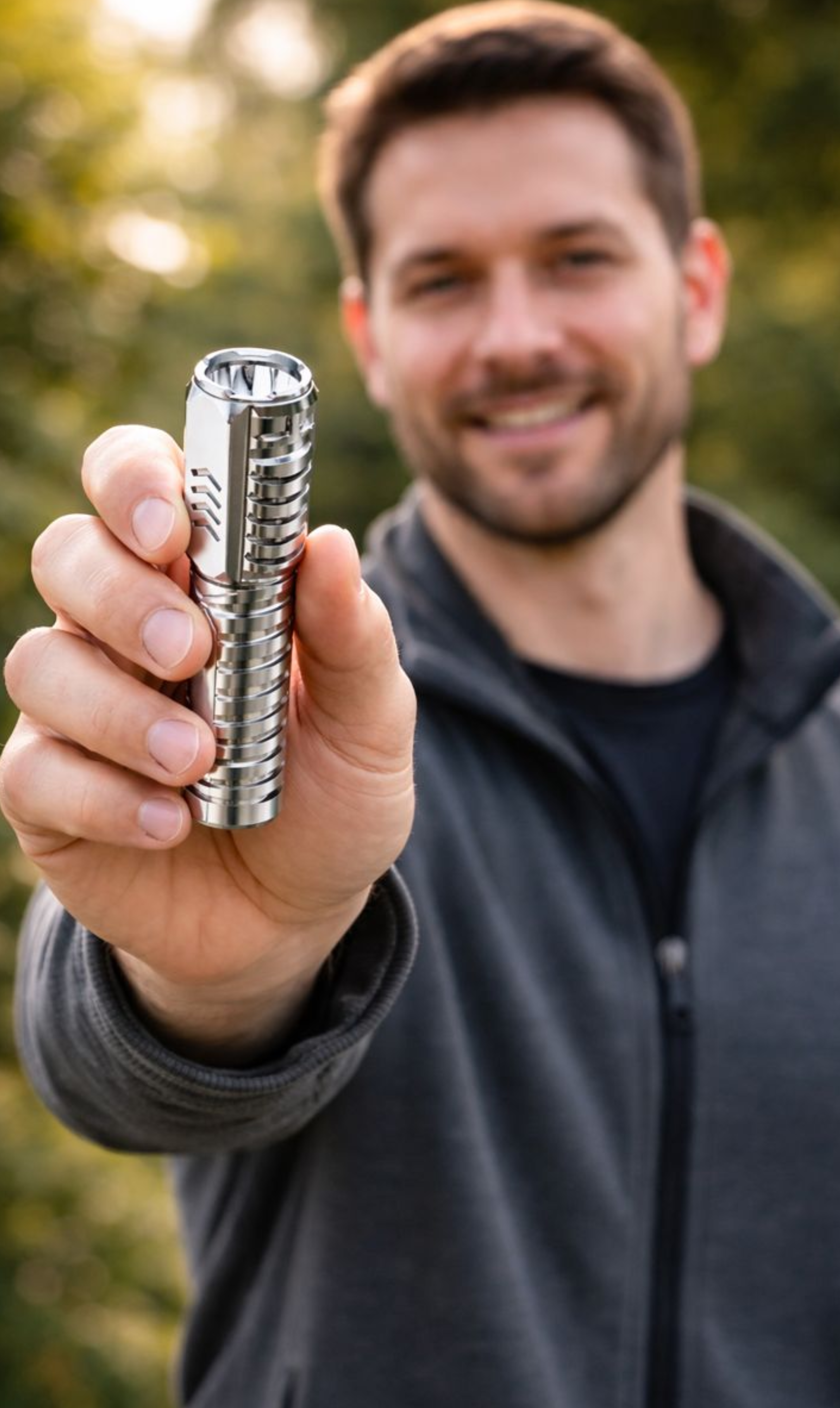 customer showing Night Spark Tactical Flashlight